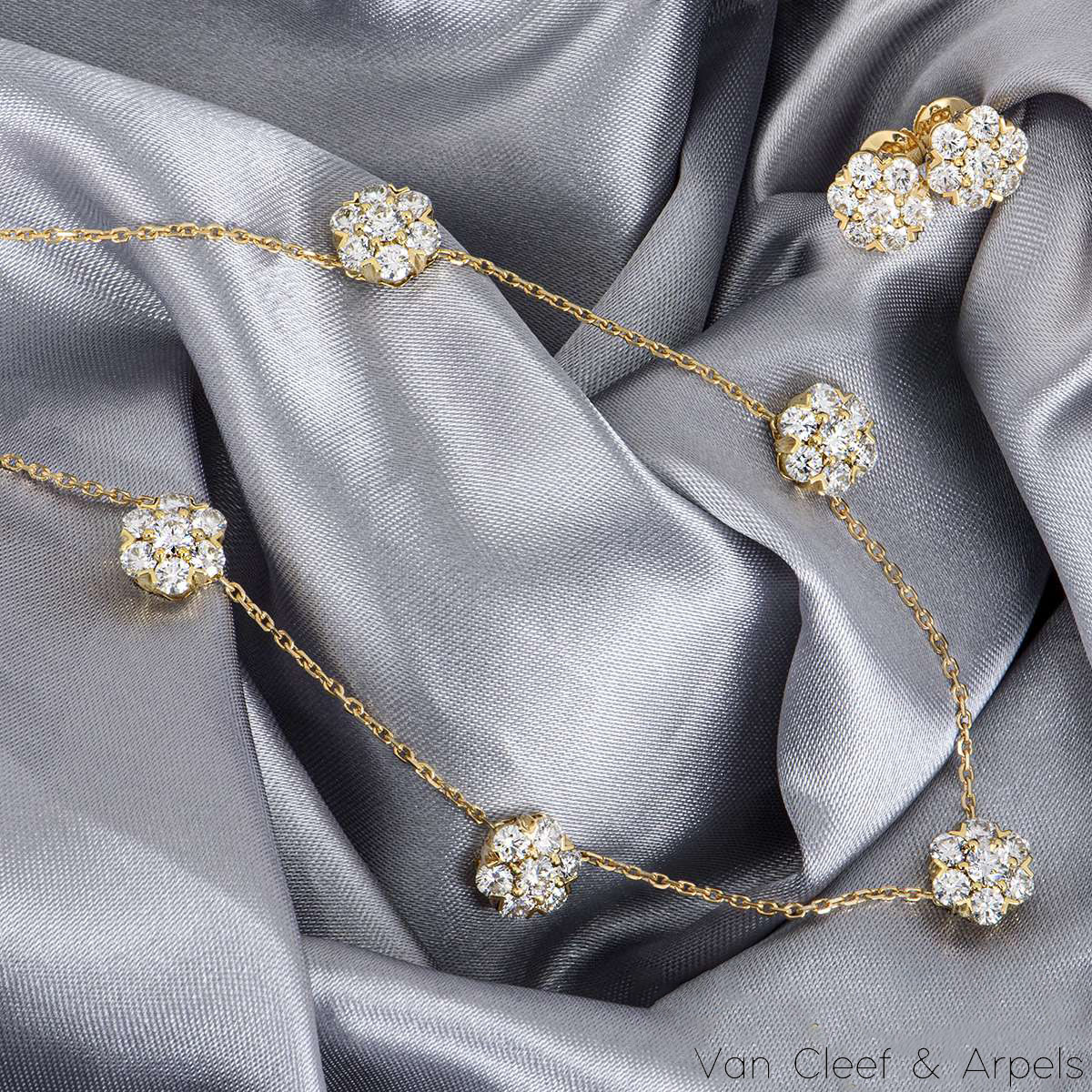 Van Cleef & Arpels Yellow Gold Diamond Fleurette Suite 6.58ct TDW